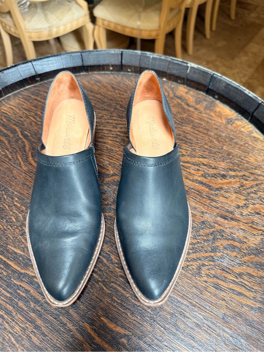 Madewell Black Leather Pointed Slip-On Booties